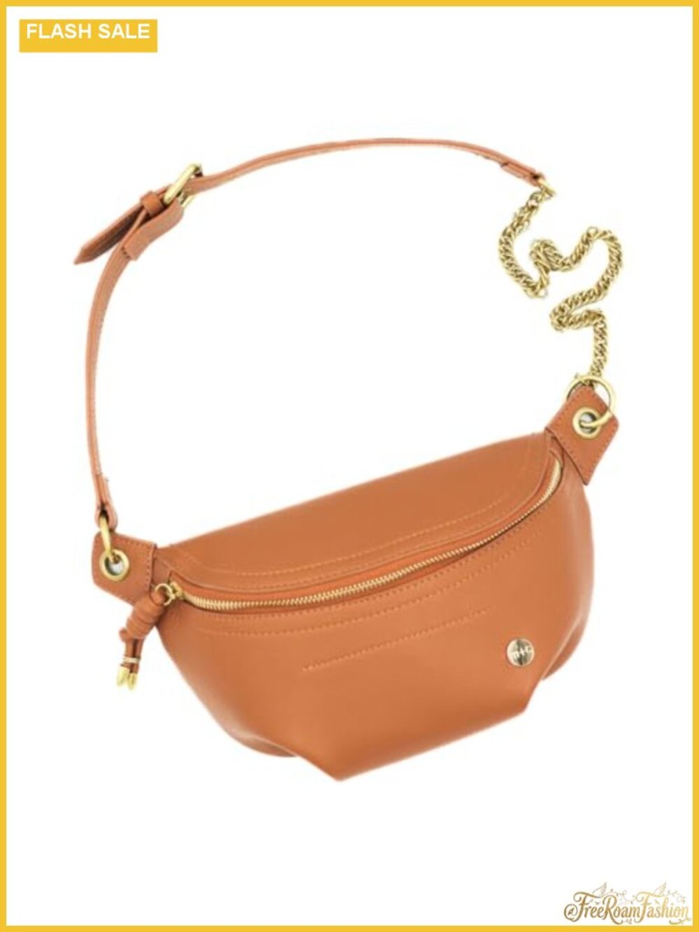 Vegan Leather Belt Bag Crossbody Adjustable Chain Strap Hands-Free